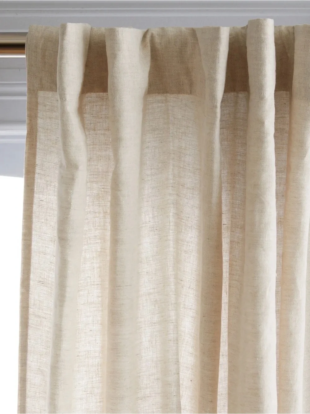 NWOT European Linen Sheer Curtain Set in Flax 48x108 - Retail is 204